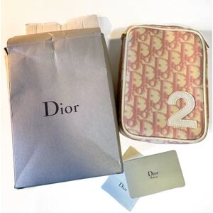 Christian Dior Pink Trotter Monogram Canvas Pink White Wristlet Bag No. 2 & Box